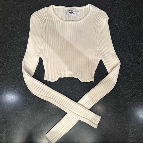 Princess Polly Cream Ribbed Knit Cropped Sweater - Picture 6 of 6